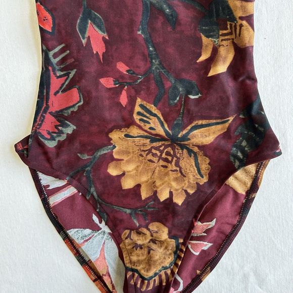 Vintage Ralph Lauren Sport Women's One Piece Floral Burgundy Swimsuit Size 6 USA - Picture 3 of 8